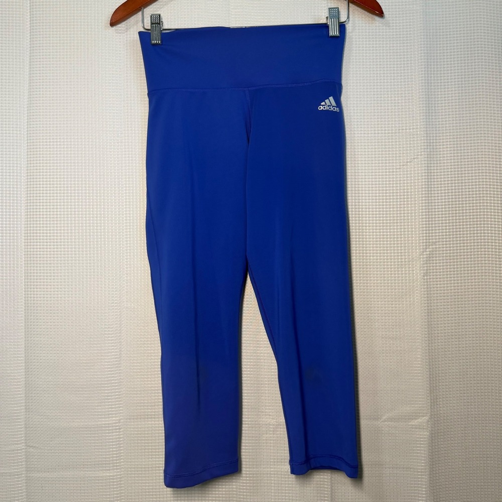 Adidas Climalite Women's High Rise Cropped Leggings Blue Athletic Workout Pants